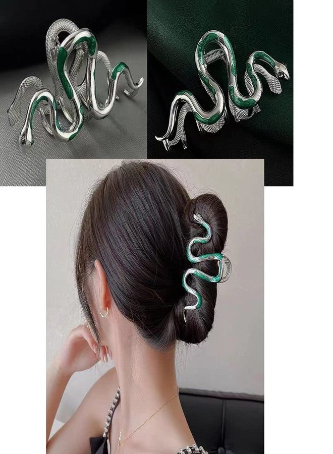 Ynxee Fashionable Green Snake Design Metal Hair Claws Non Slip 4.3" Big Hair Claws Clips Halloween Gothic Women Girls Hair Accessories - Image 3